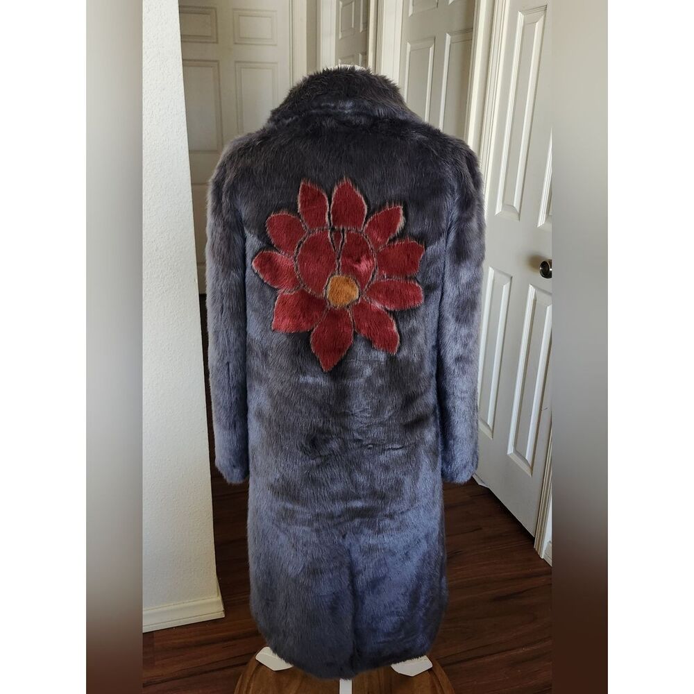 Anthropologie Moonflower Unreal Fur Dopamine Coat Boho Chic Size M